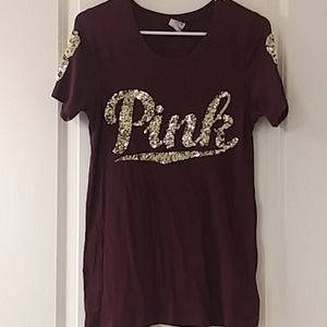 Burgundy Gold Sequin Pink VS Shirt